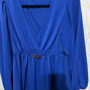 SHEIN Royal Blue V-Neck Blouse